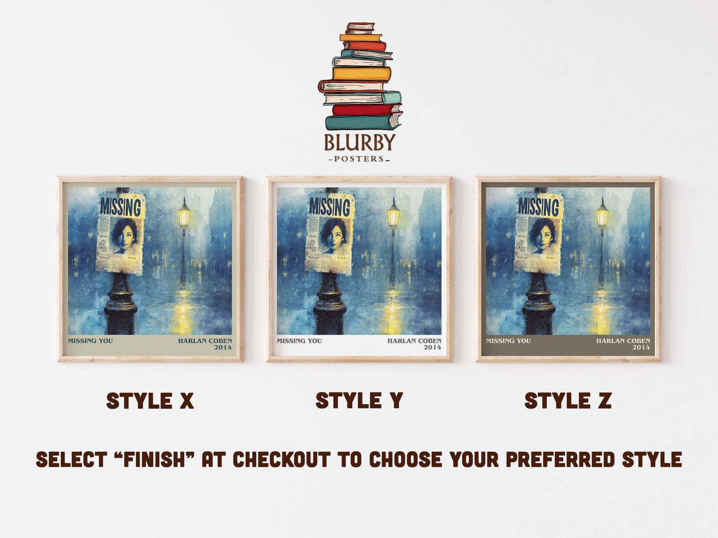 Missing You literary art print colour and style options – Harlan Coben book art