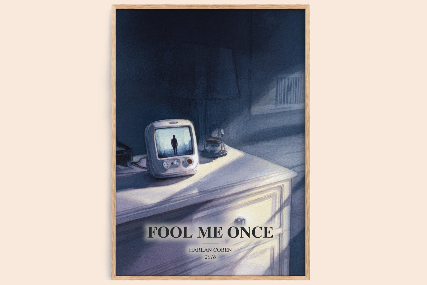 Fool Me Once watercolour book poster by Harlan Coben – framed literary art print