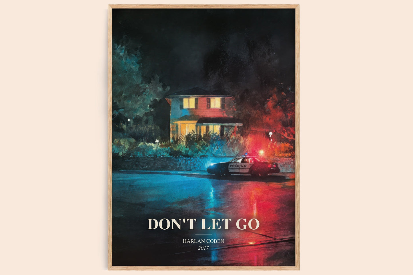 Don'T Let Go watercolour book poster by Harlan Coben – framed literary art print