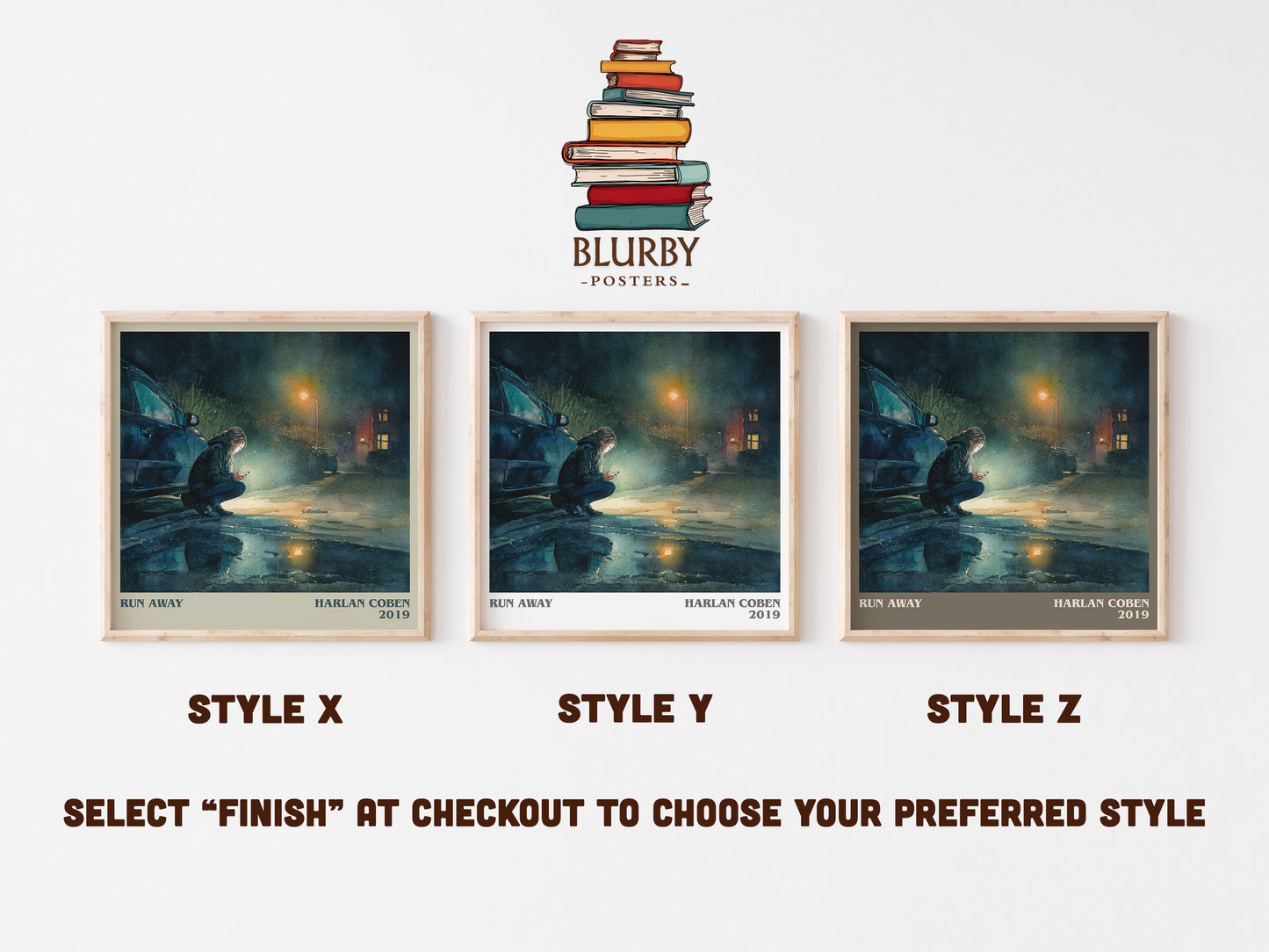 Run Away literary art print colour and style options – Harlan Coben book art