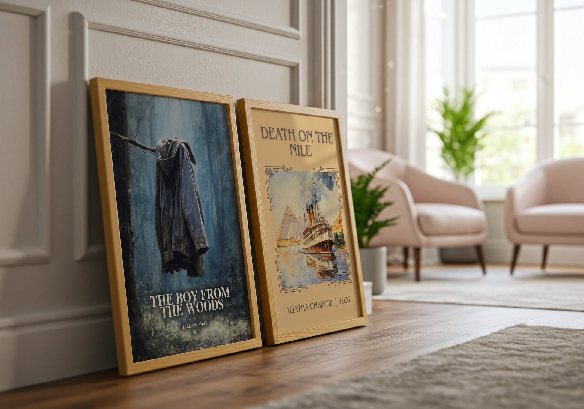 The Boy From The Woods watercolour print framed by window – literary home decor