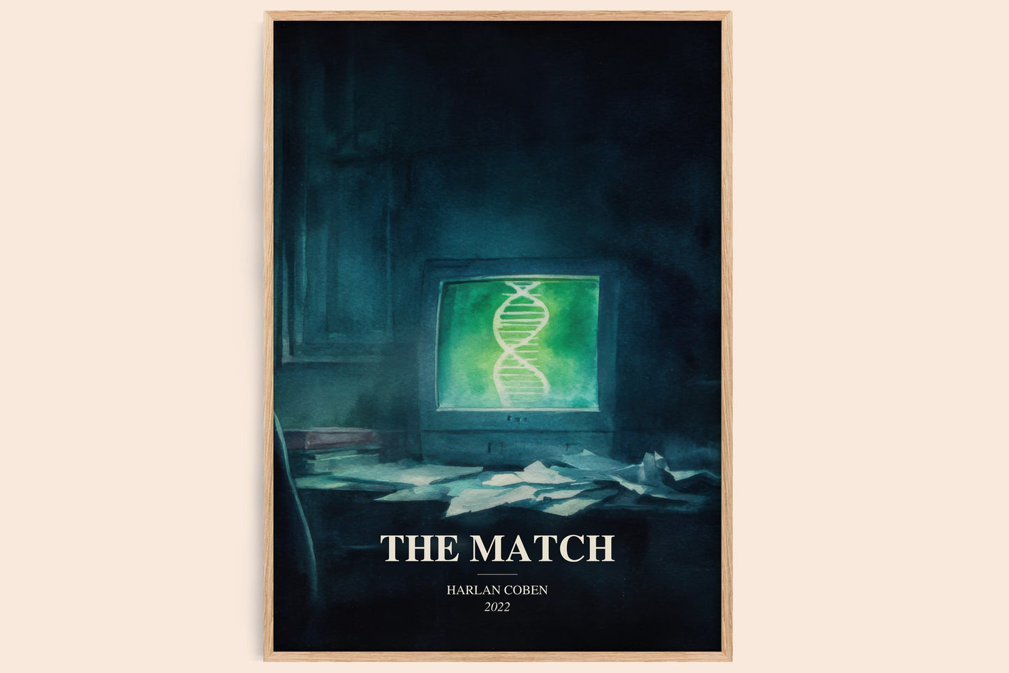 The Match watercolour book poster by Harlan Coben – framed literary art print