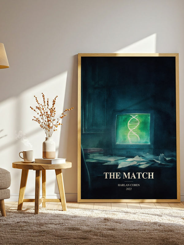 The Match watercolour print in frame leaning in hallway – thriller wall art