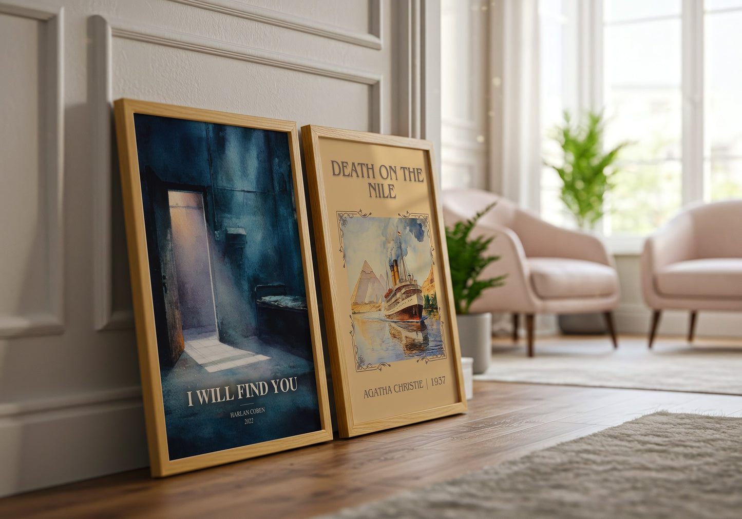 I Will Find You watercolour print framed by window – literary home decor
