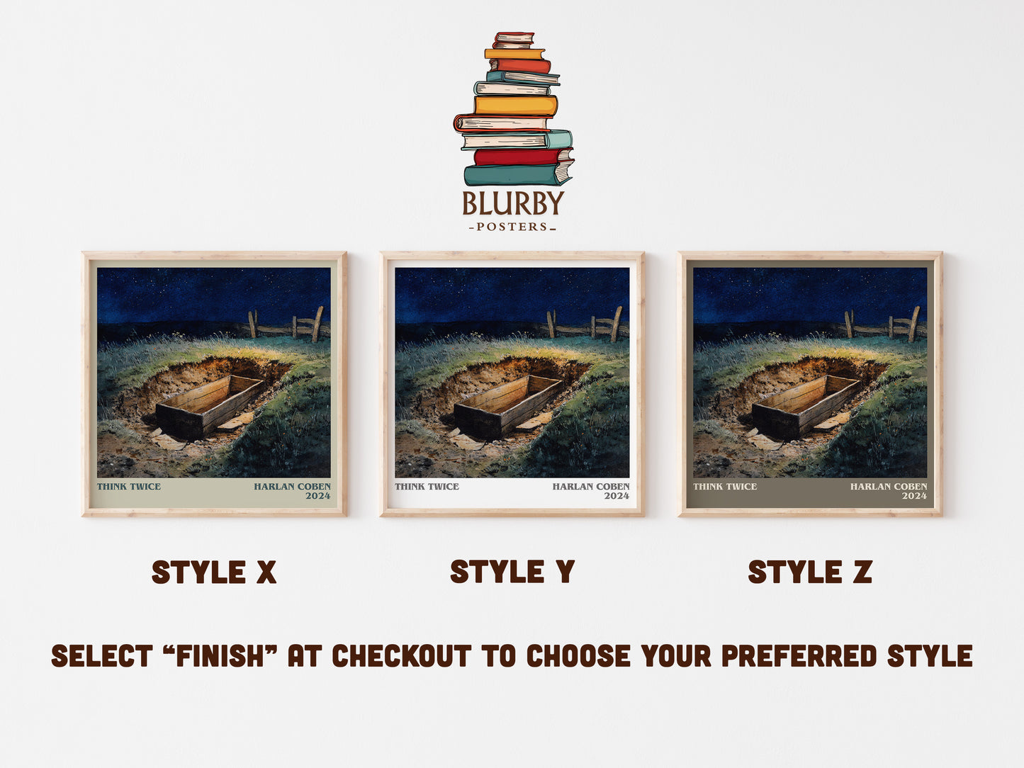 Think Twice literary art print colour and style options – Harlan Coben book art