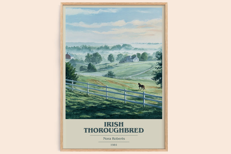 Irish Thoroughbred Book Cover Poster by Nora Roberts (Modern Minimalist style)