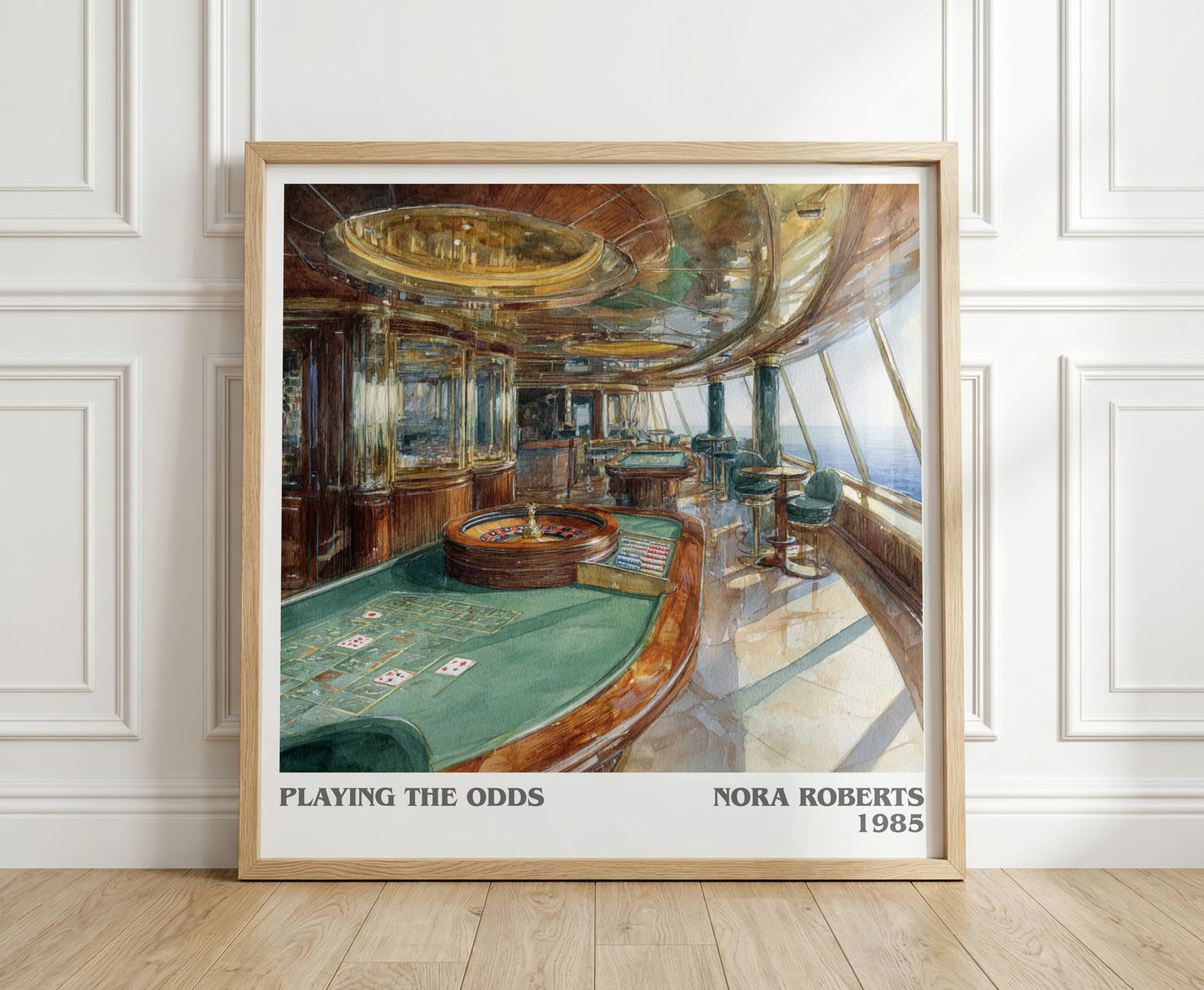 Playing the Odds literary print in frame leaning in hallway – romance wall art
