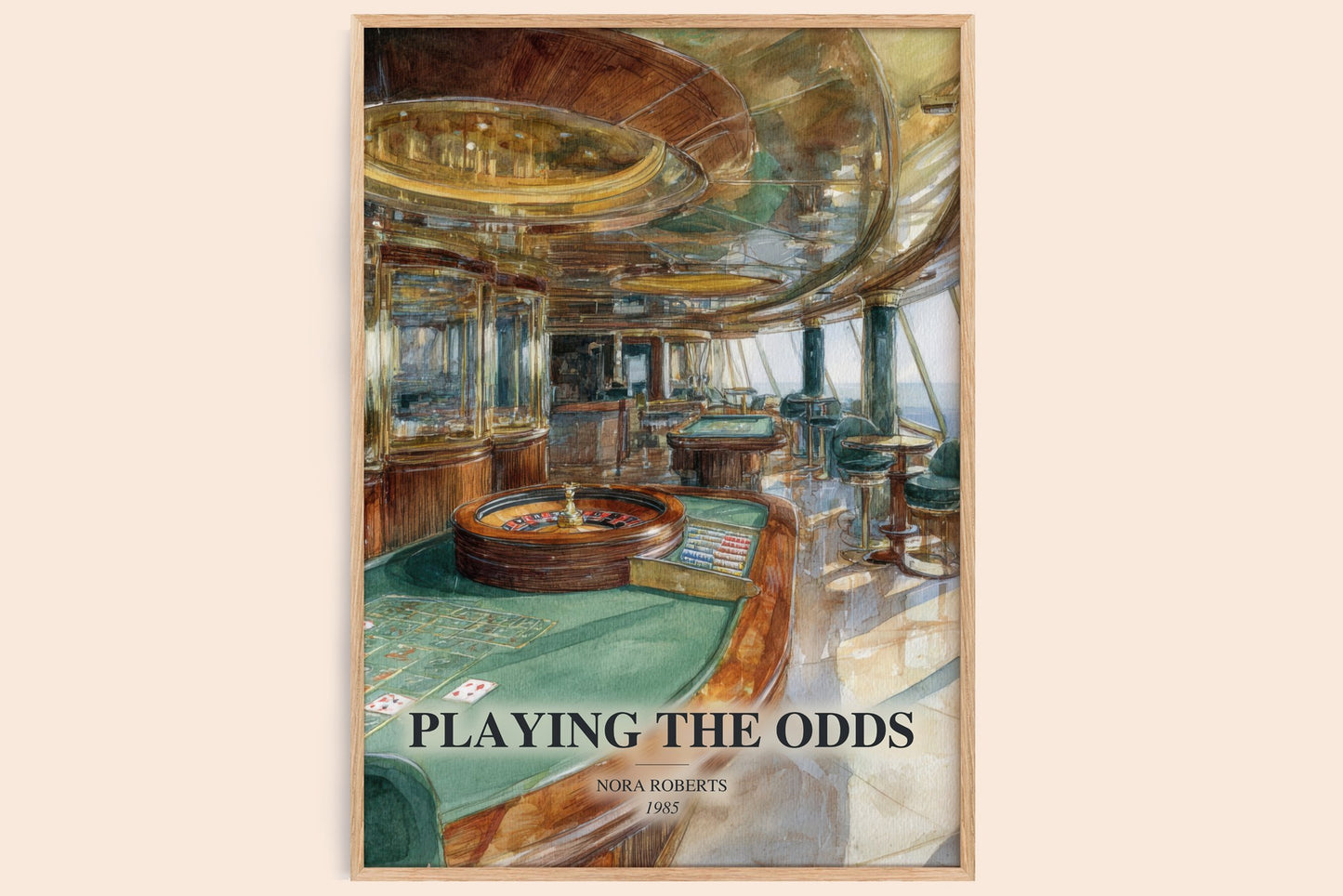 Playing The Odds watercolour book poster by Nora Roberts – framed literary art print