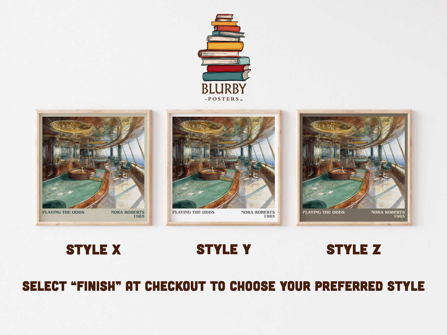 Playing the Odds literary art print colour and style options – Nora Roberts book art