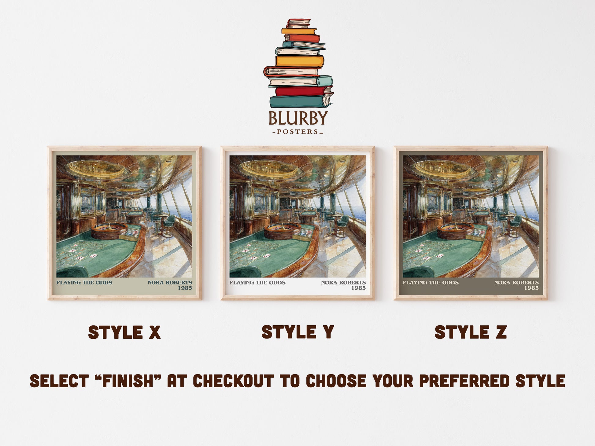 Playing the Odds literary art print colour and style options – Nora Roberts book art