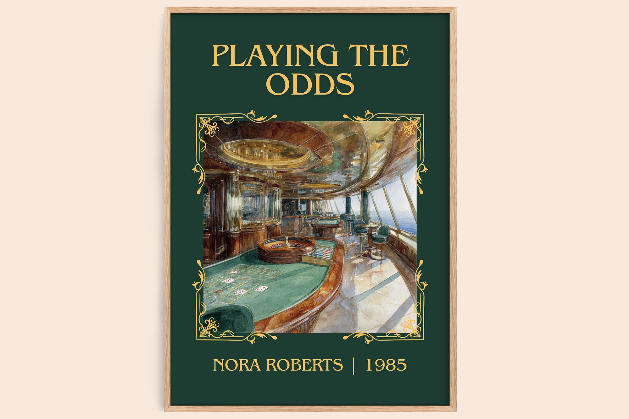 Playing the Odds classic book art book poster by Nora Roberts – framed literary art print