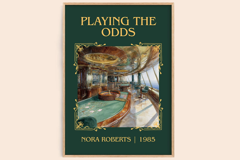 Playing the Odds classic book art book poster by Nora Roberts – framed literary art print