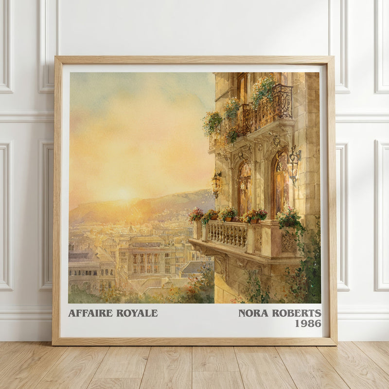 Affaire Royale literary print in frame leaning in hallway – romance wall art