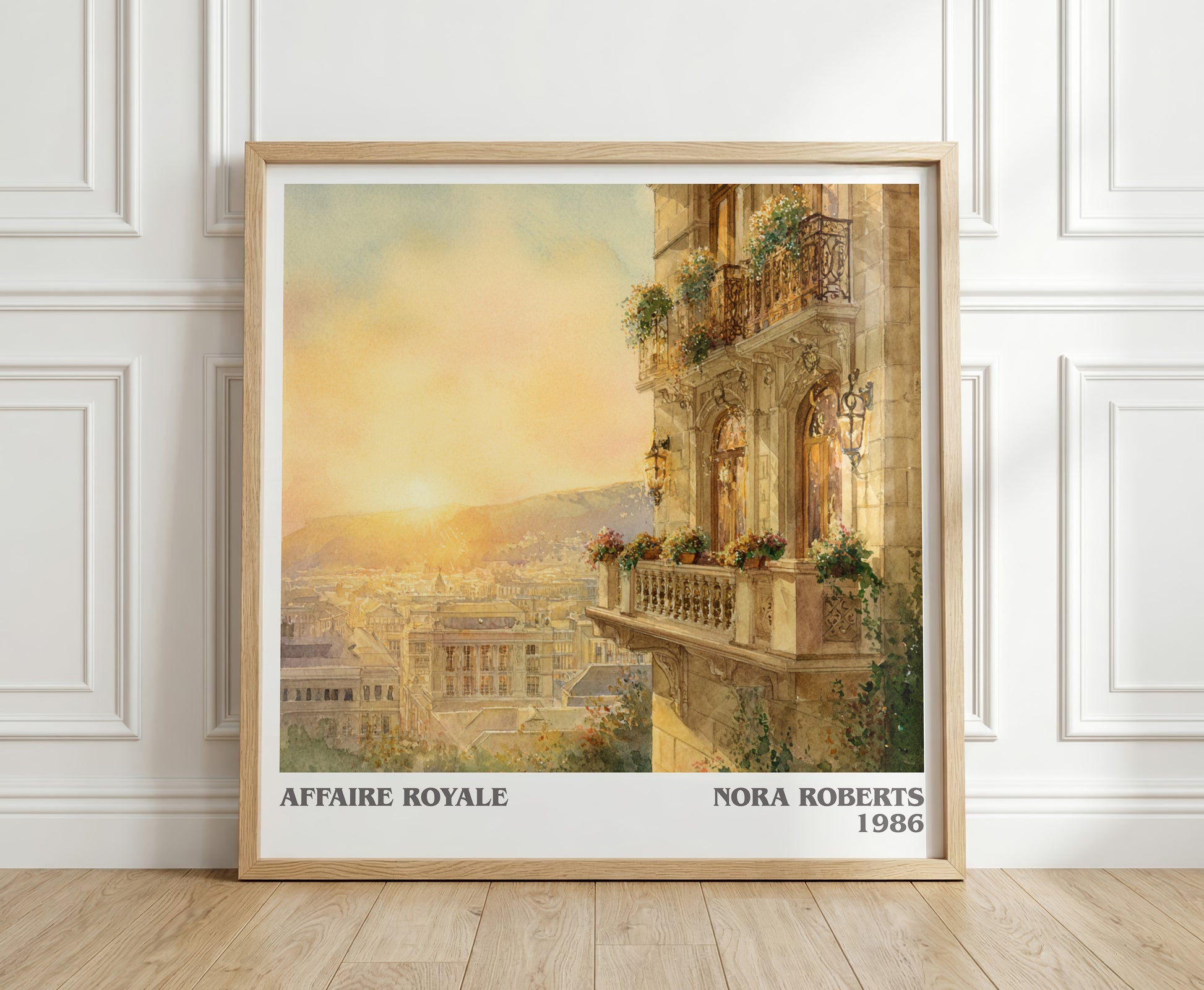 Affaire Royale literary print in frame leaning in hallway – romance wall art