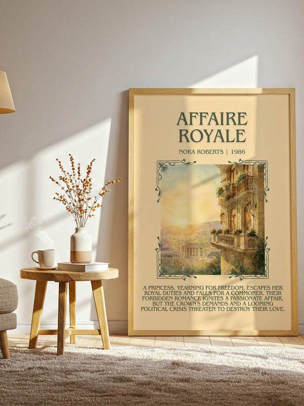 Affaire Royale minimalist print in frame leaning in hallway – romance wall art