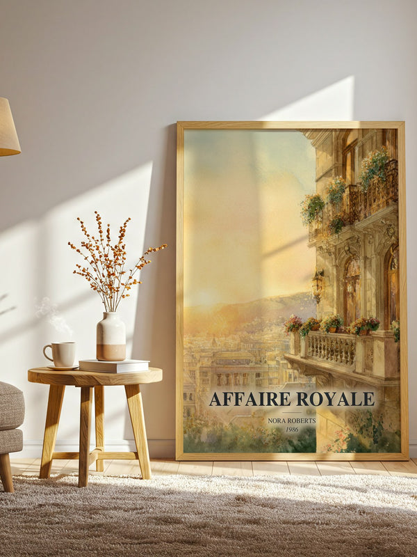 Affaire Royale watercolour print in frame leaning in hallway – romance wall art
