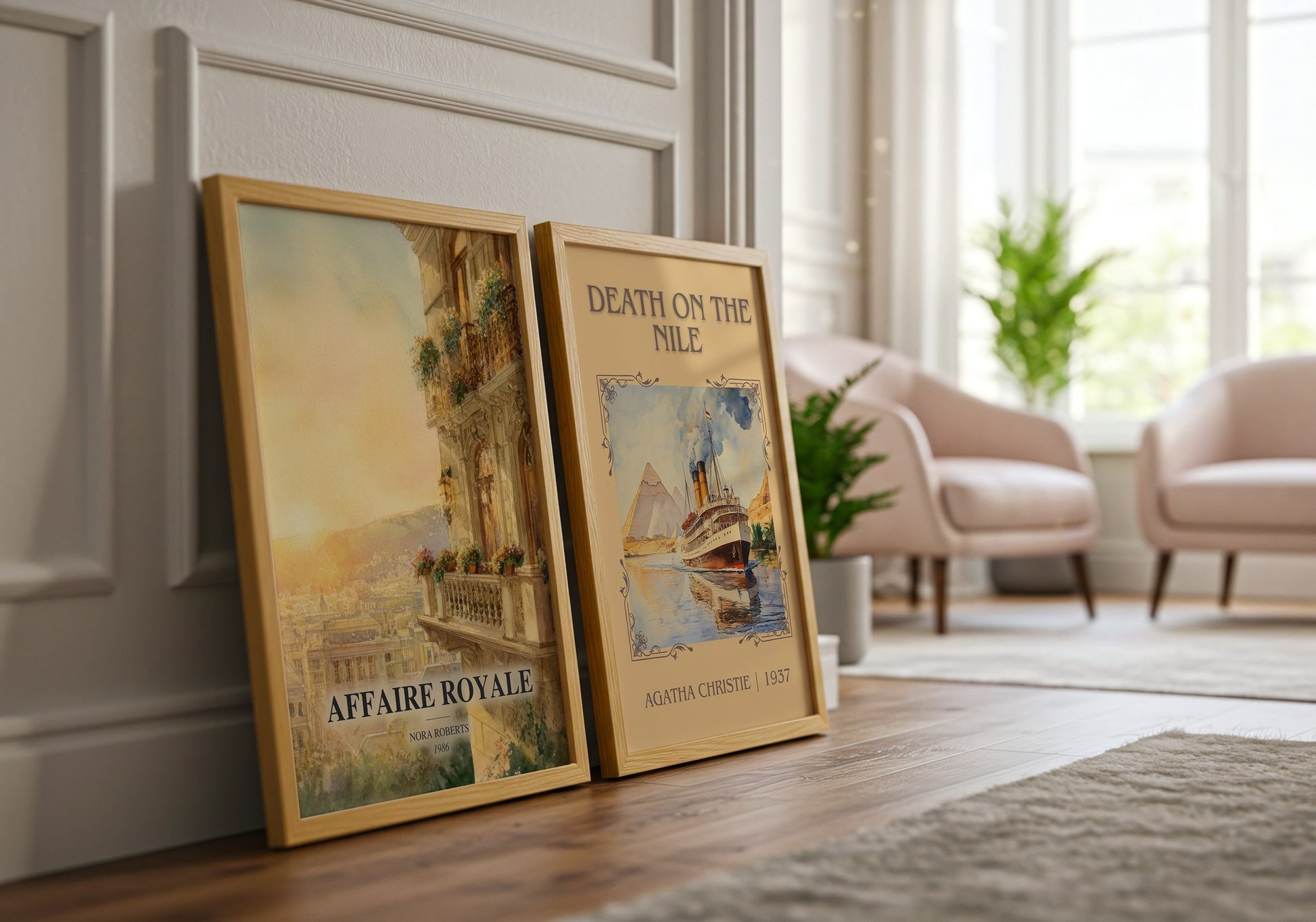 Affaire Royale watercolour print framed by window – literary home decor