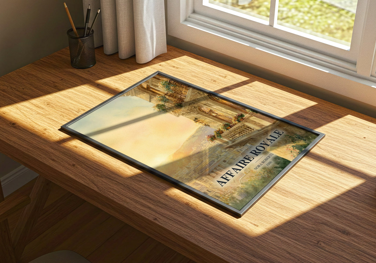 Affaire Royale watercolour book poster framed on wall – romance wall art