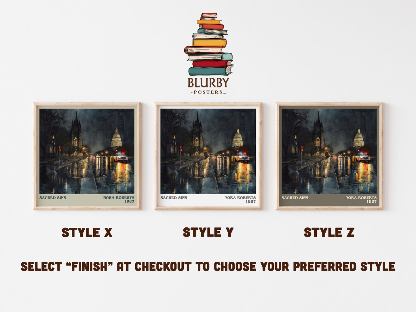 Sacred Sins literary art print colour and style options – Nora Roberts book art