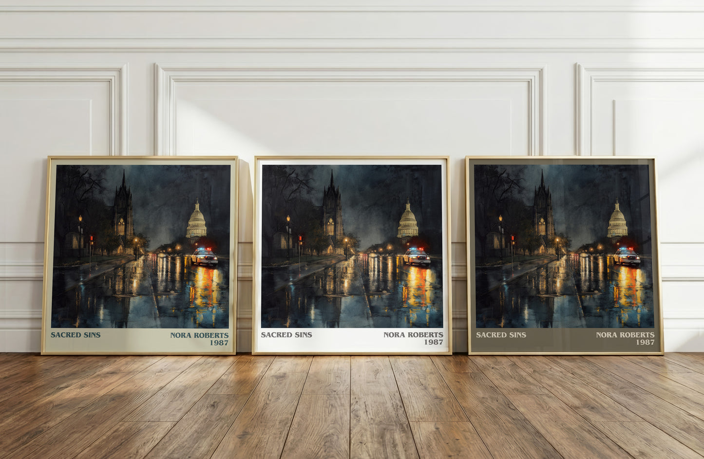 Sacred Sins literary print framed by window – literary home decor