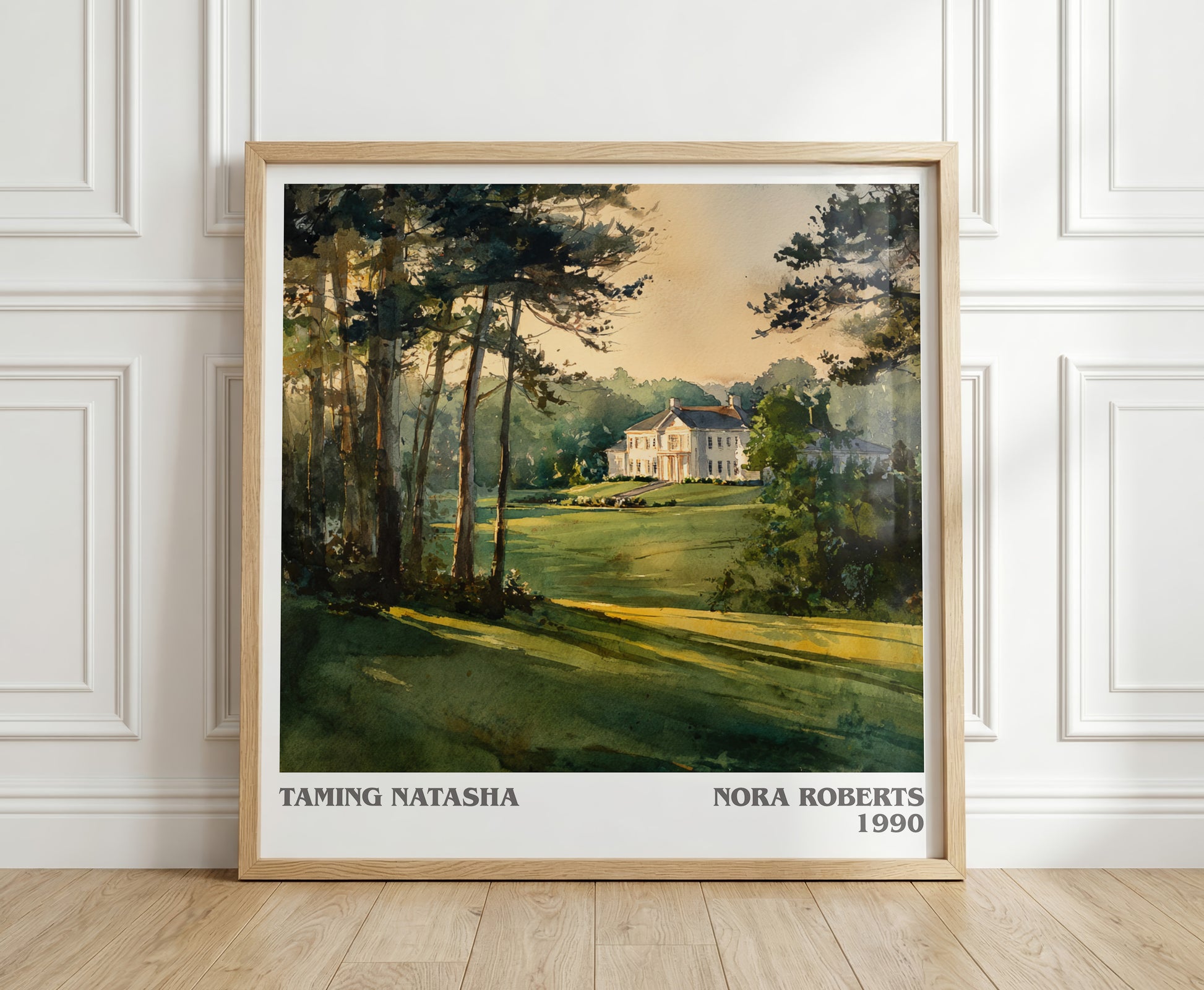 Taming Natasha literary print in frame leaning in hallway – romance wall art