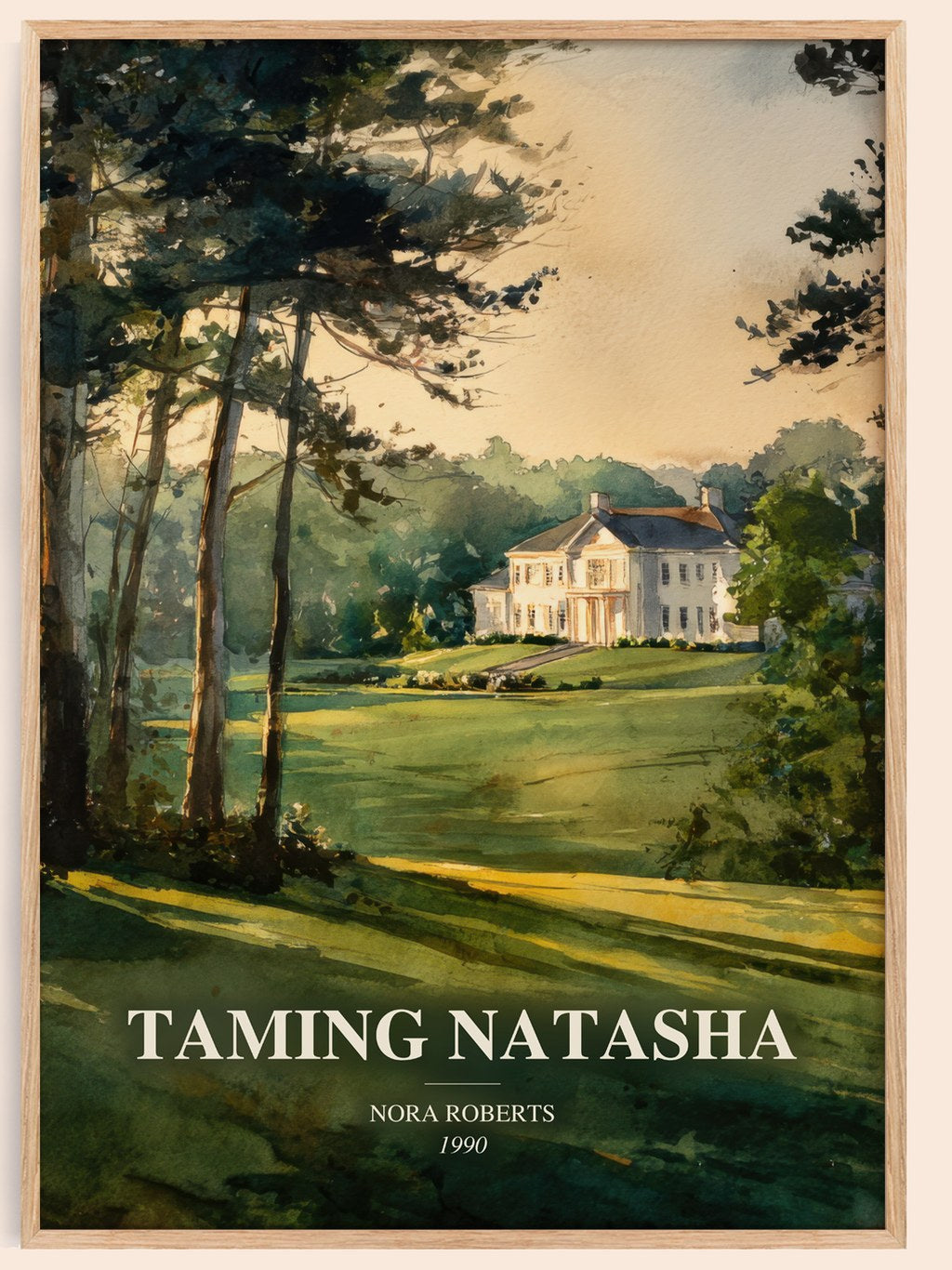 Taming Natasha watercolour book poster by Nora Roberts – framed literary art print