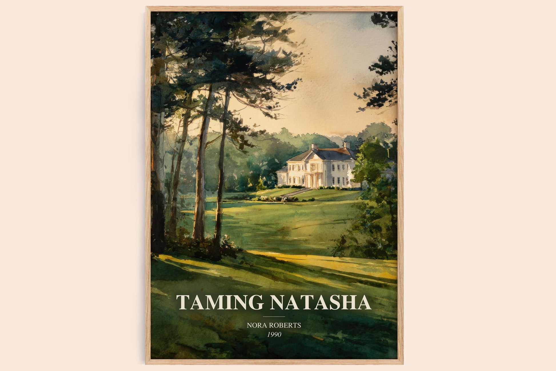 Taming Natasha watercolour book poster by Nora Roberts – framed literary art print