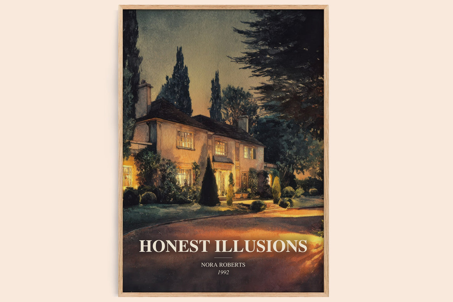 Honest Illusions watercolour book poster by Nora Roberts – framed literary art print