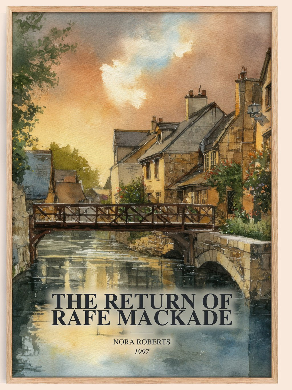 The Return Of Rafe Mackade watercolour book poster by Nora Roberts – framed literary art print