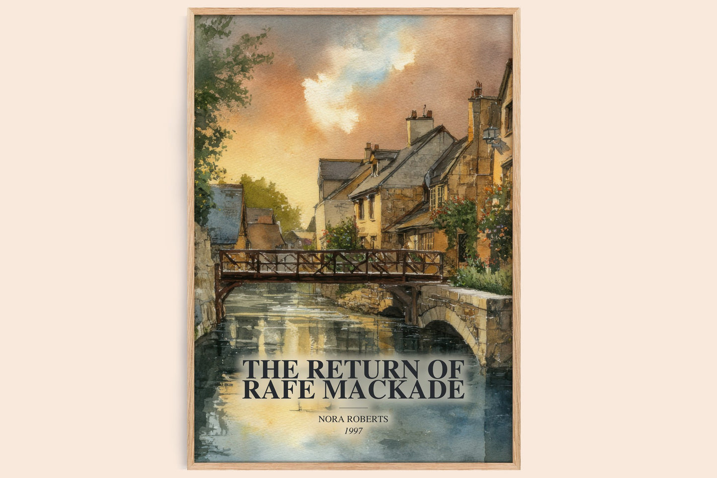 The Return Of Rafe Mackade watercolour book poster by Nora Roberts – framed literary art print