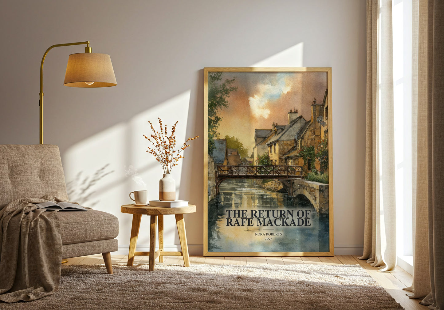 The Return Of Rafe Mackade watercolour print in frame leaning in hallway – romance wall art
