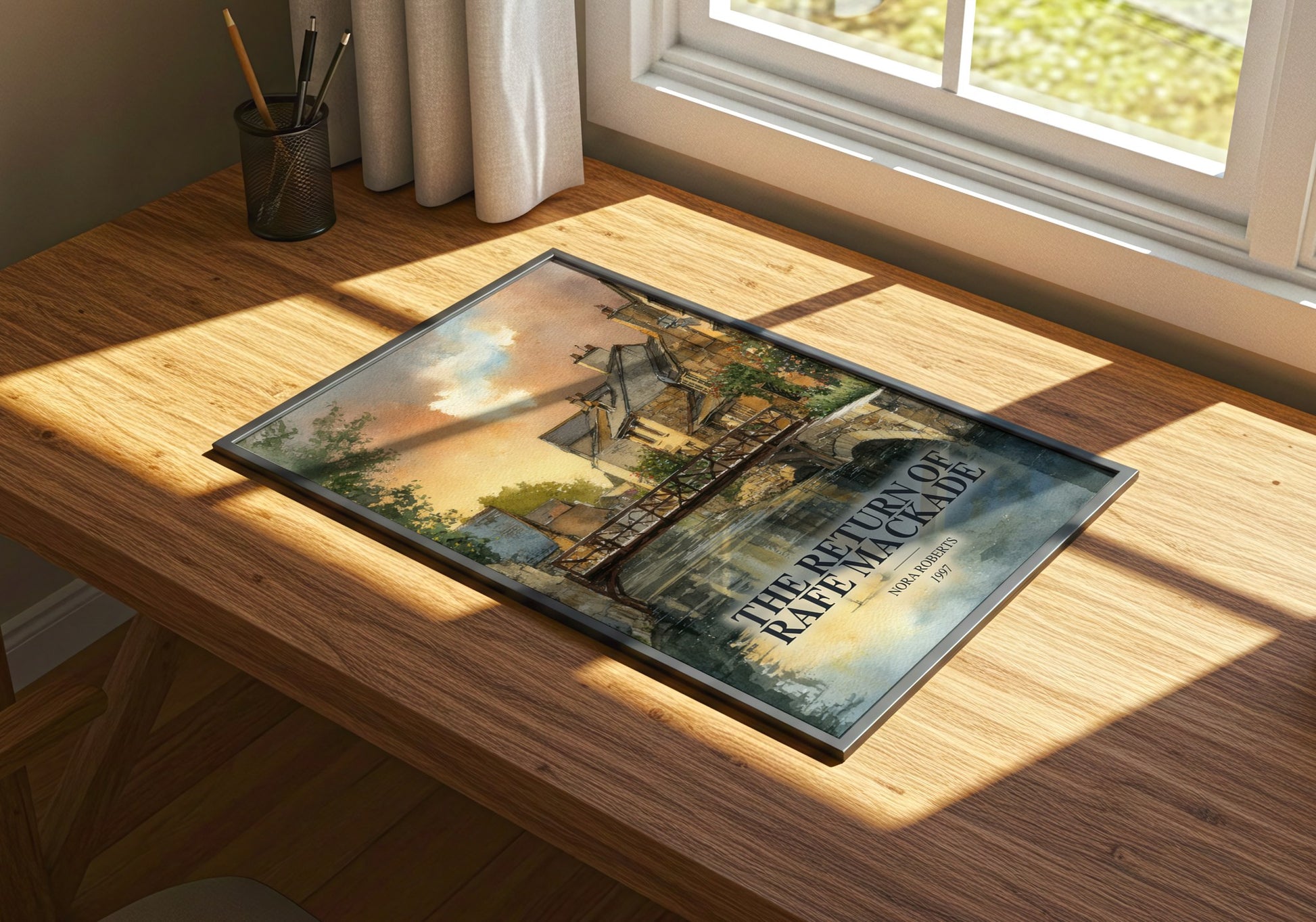 The Return Of Rafe Mackade watercolour book poster framed on wall – romance wall art