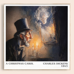 A Christmas Carol Literary Art Print by Charles Dickens – square framed poster
