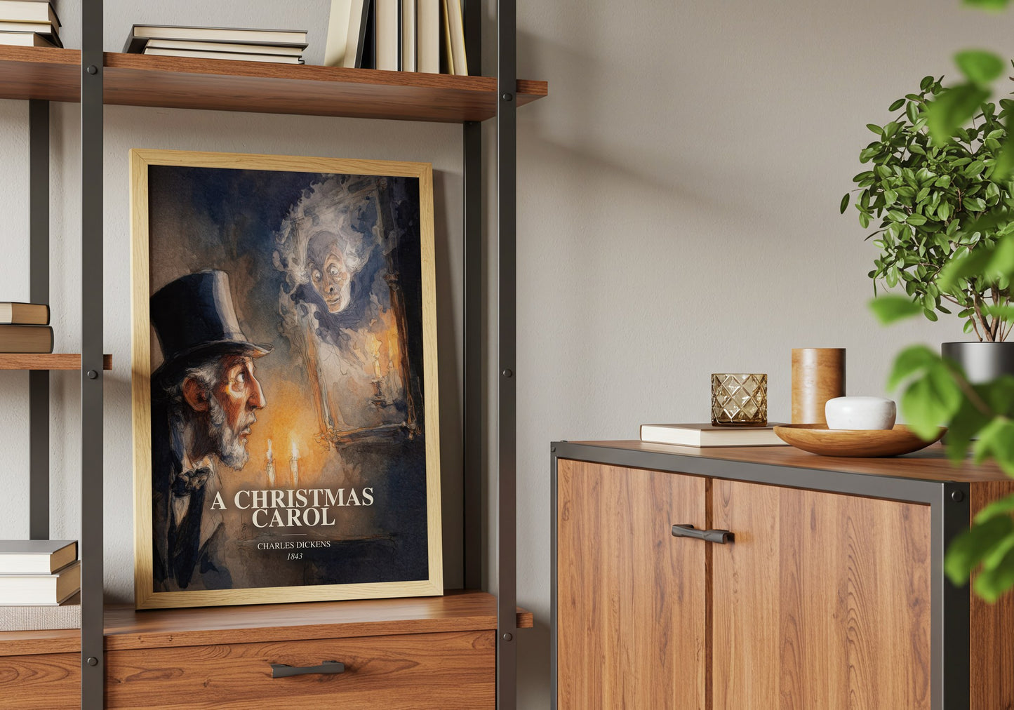 A Christmas Carol book watercolour illustration paper finish options – matte satin gloss