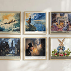 A Christmas Carol Literary Art Print by Charles Dickens – square print in a six-frame gallery wall