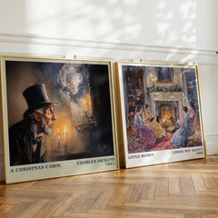 A Christmas Carol Literary Art Print by Charles Dickens – large square framed print leaning against a wall