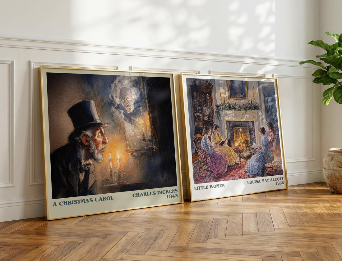 A Christmas Carol Literary Art Print by Charles Dickens – large square framed print leaning against a wall
