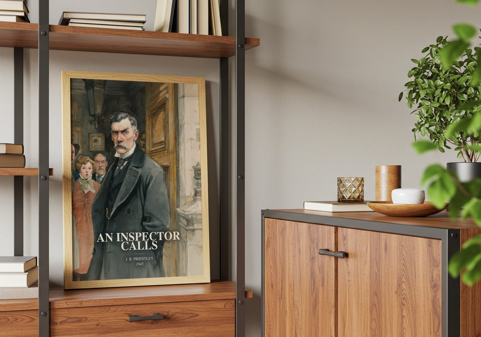 An Inspector Calls book watercolour illustration paper finish options – matte satin gloss