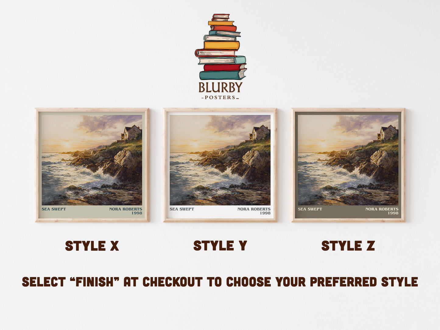 Sea Swept literary art print colour and style options – Nora Roberts book art