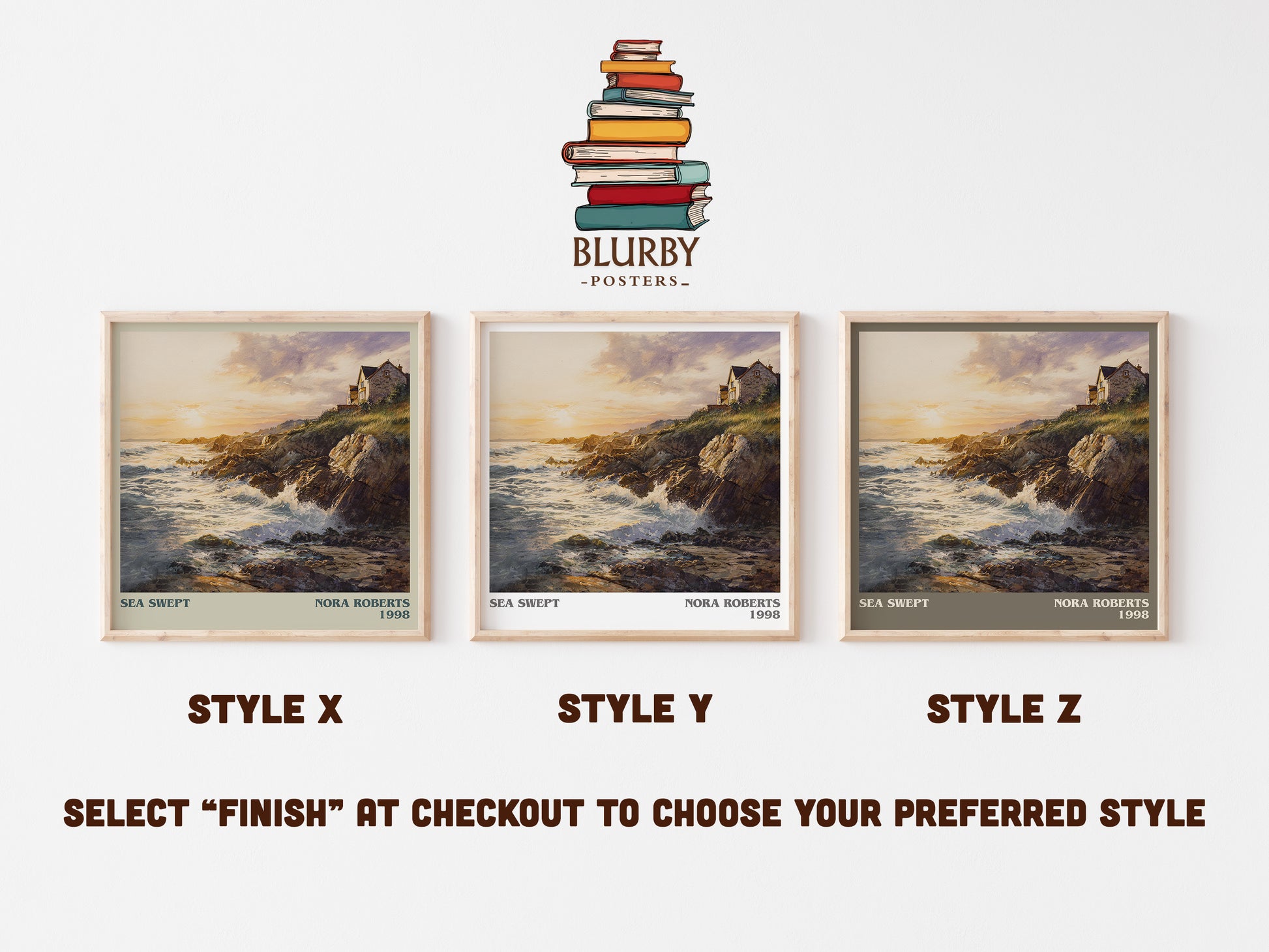 Sea Swept literary art print colour and style options – Nora Roberts book art