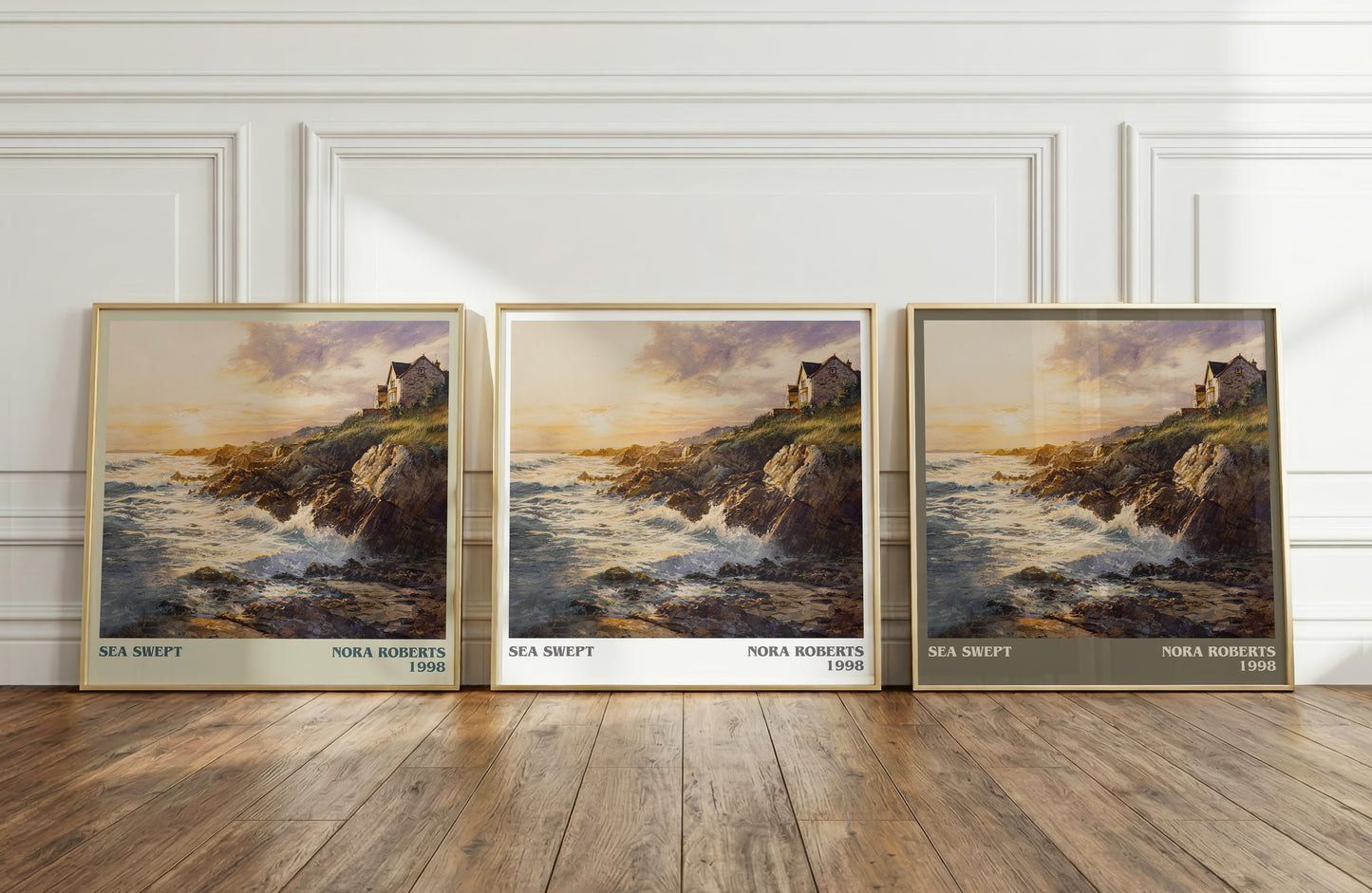 Sea Swept literary print framed by window – literary home decor