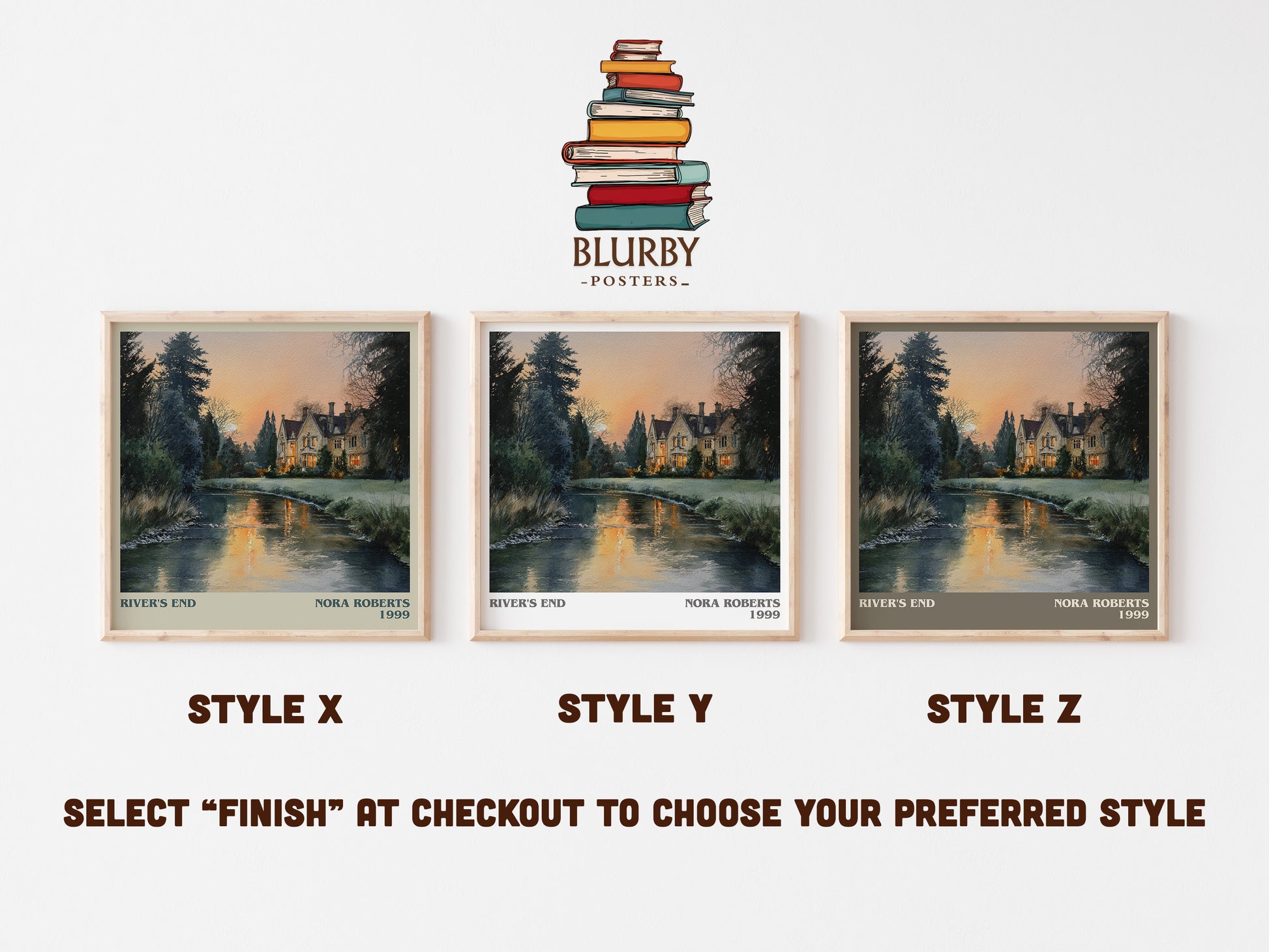 River's End literary art print colour and style options – Nora Roberts book art