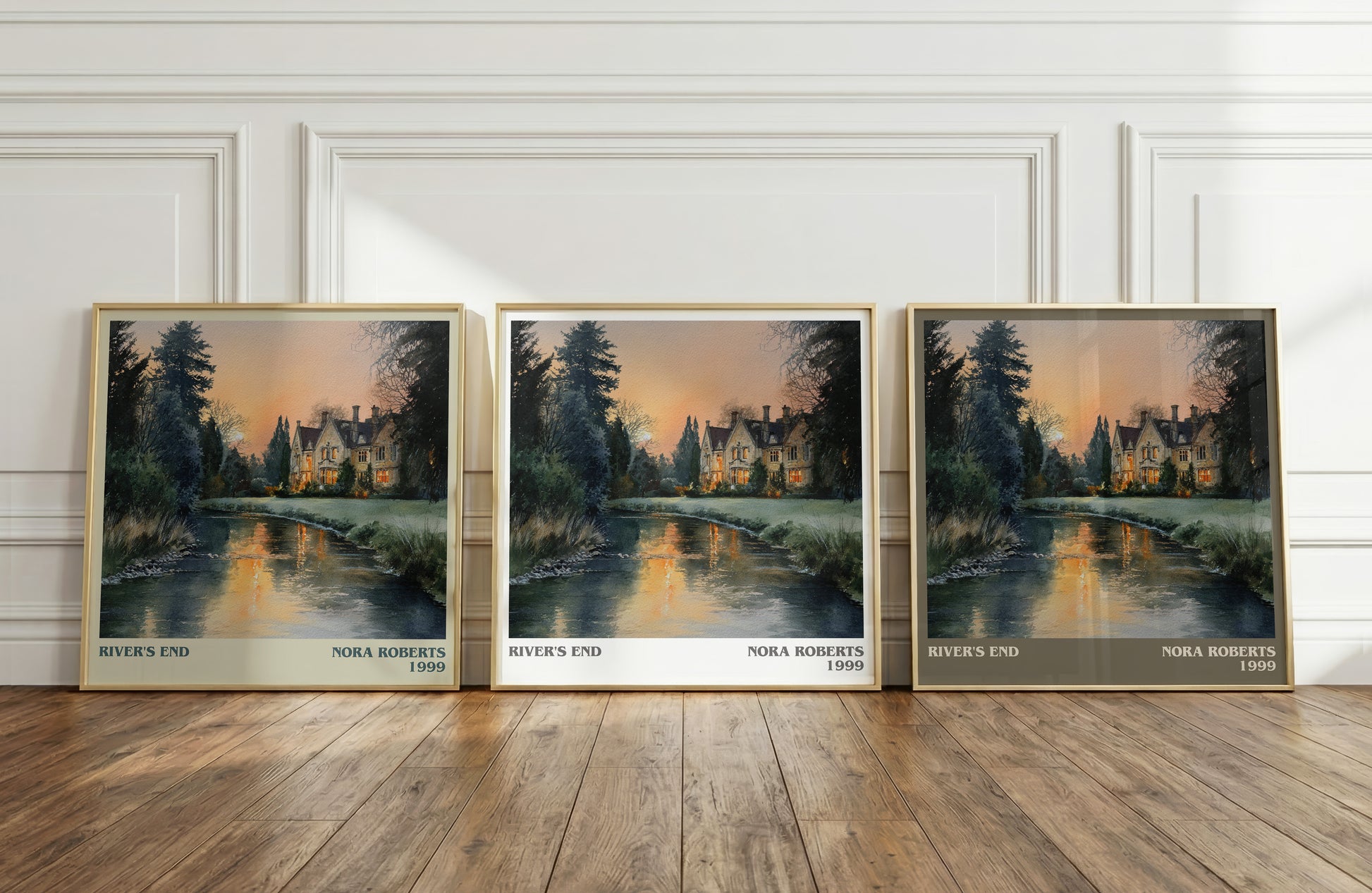 River's End literary print framed by window – literary home decor