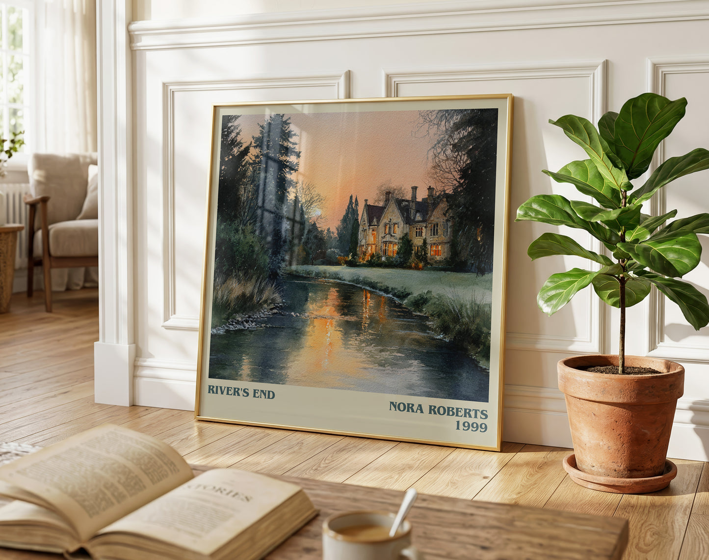 River's End literary poster paired in gallery wall – literary art prints