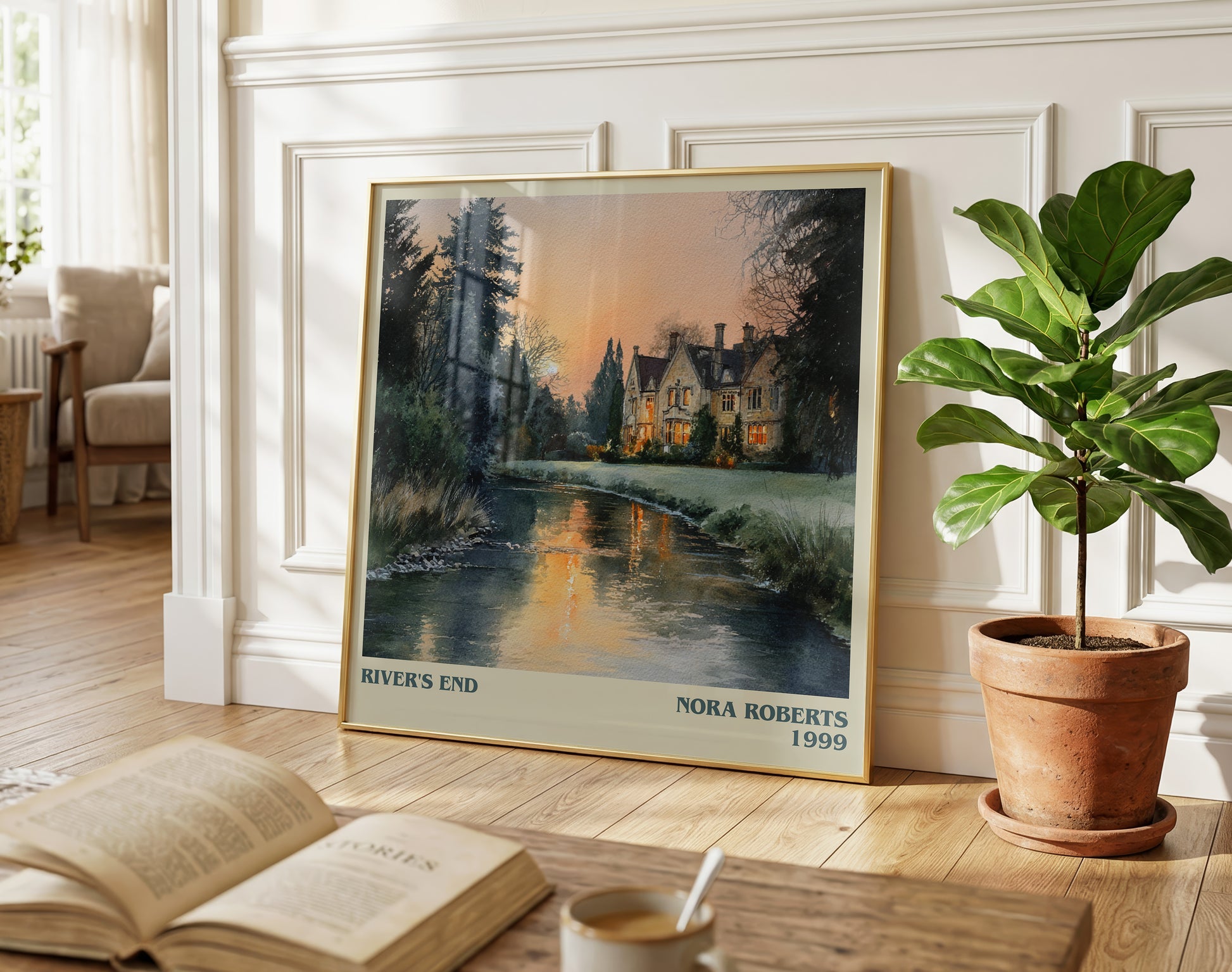 River's End literary poster paired in gallery wall – literary art prints