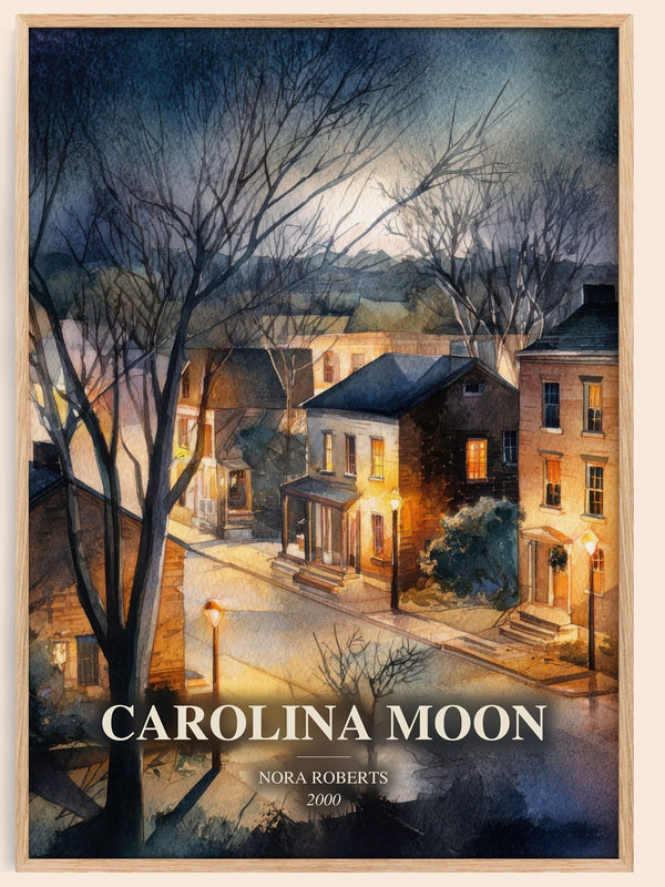 Carolina Moon watercolour book poster by Nora Roberts – framed literary art print