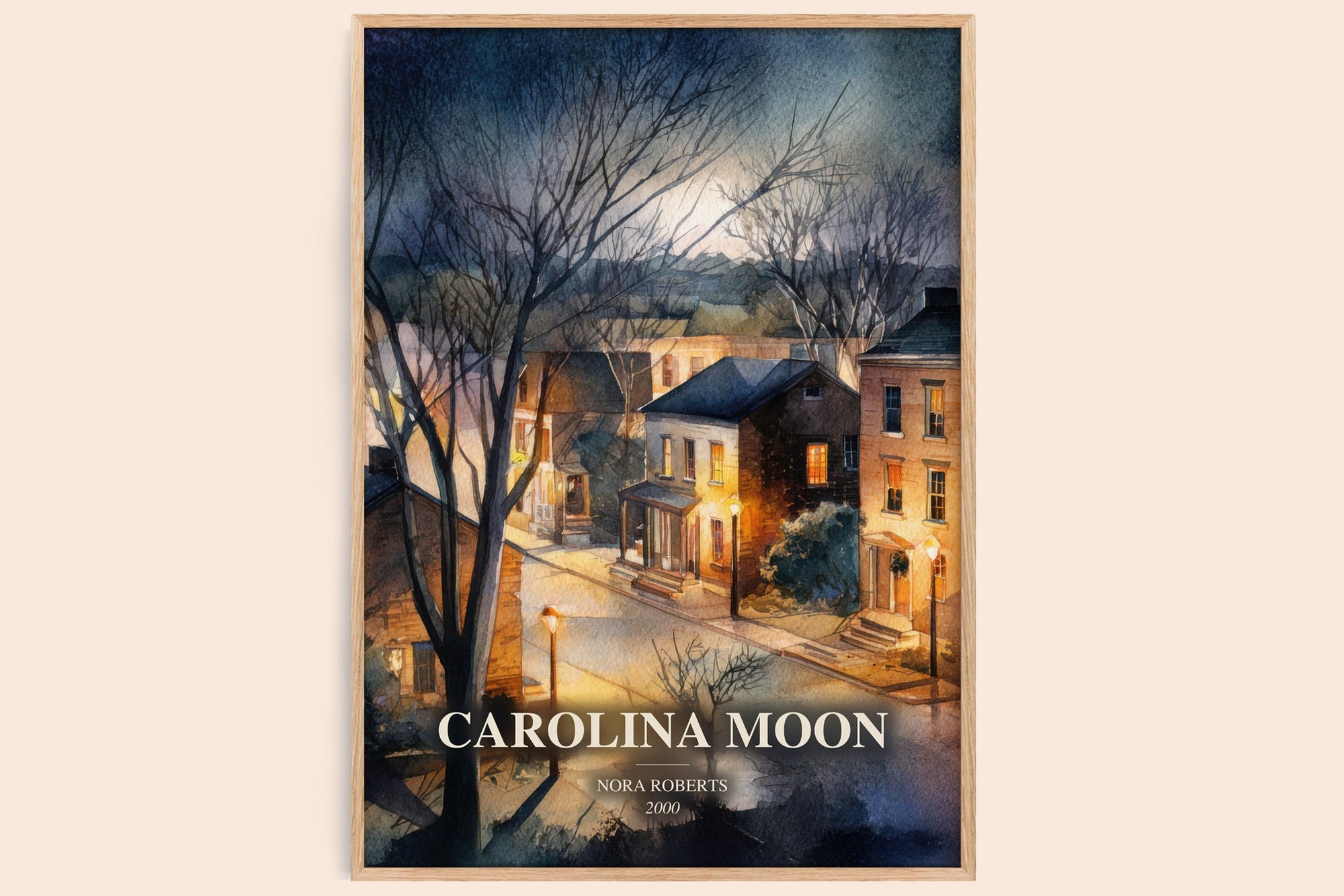 Carolina Moon watercolour book poster by Nora Roberts – framed literary art print