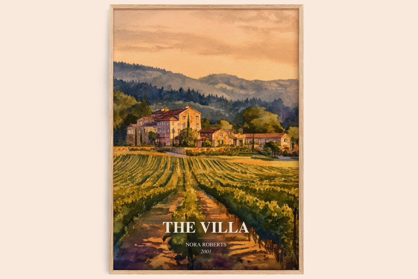 The Villa watercolour book poster by Nora Roberts – framed literary art print