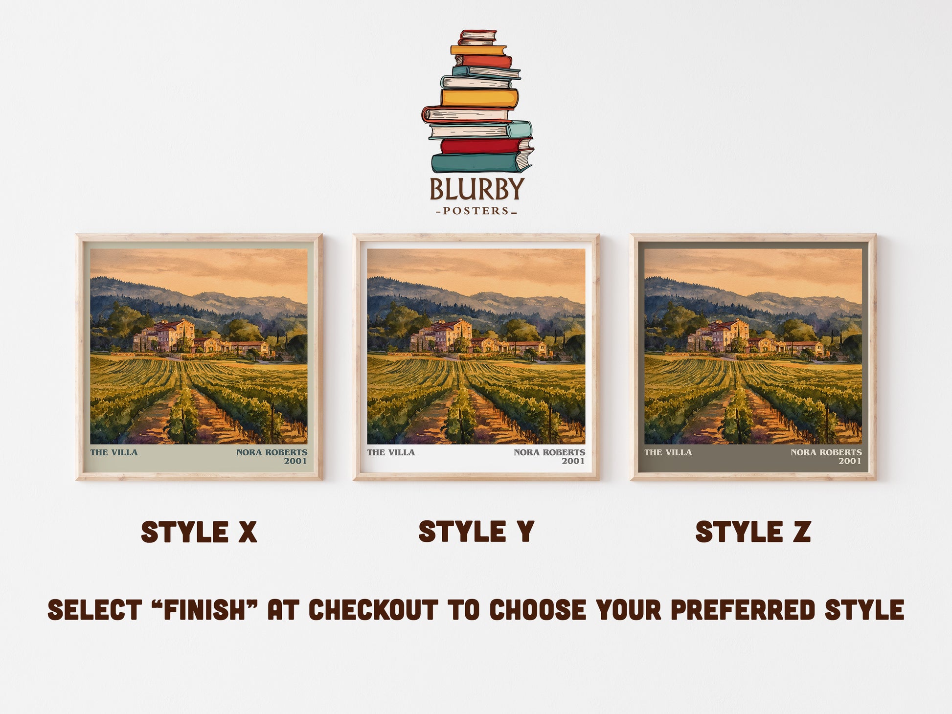The Villa literary art print colour and style options – Nora Roberts book art