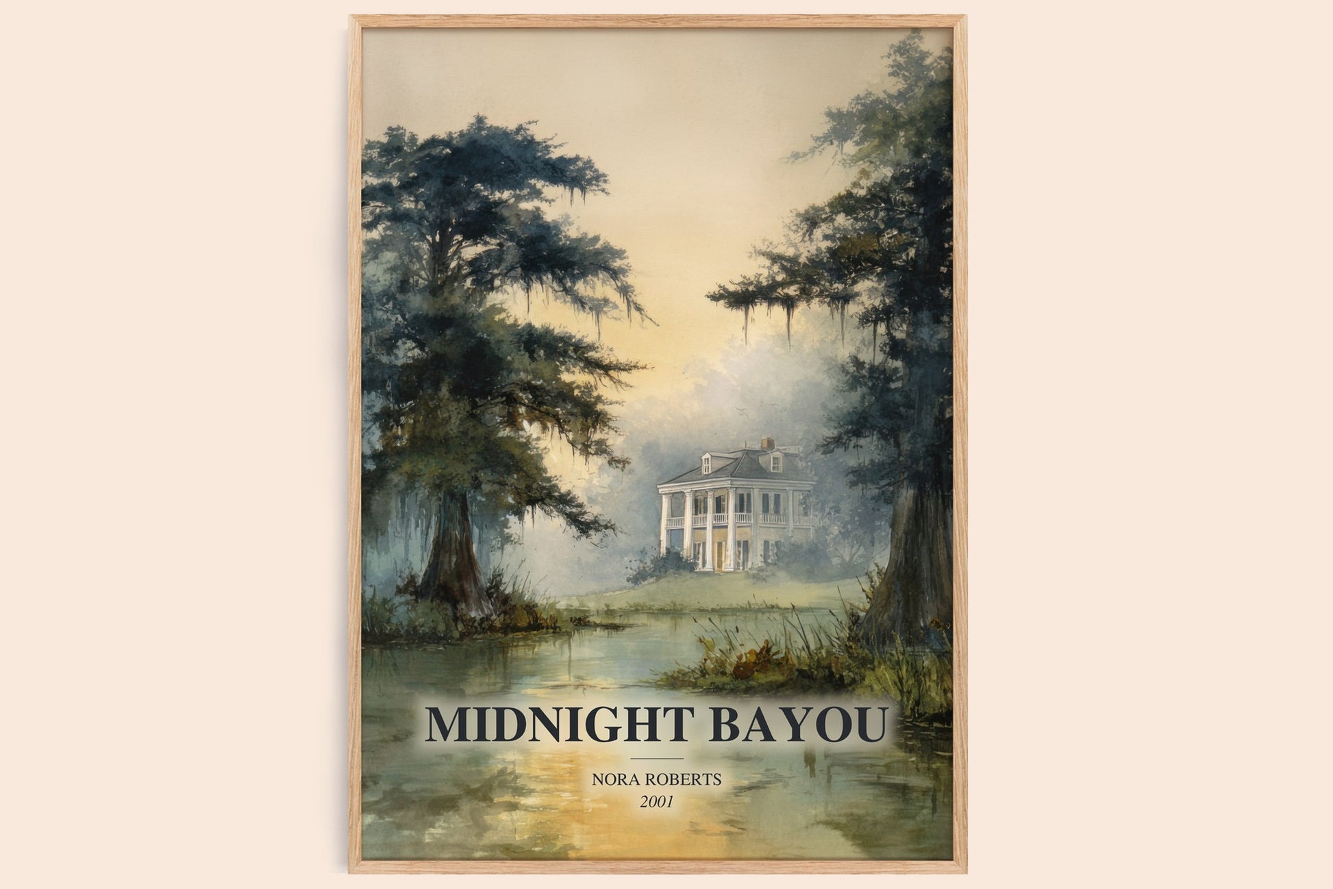 Midnight Bayou watercolour book poster by Nora Roberts – framed literary art print